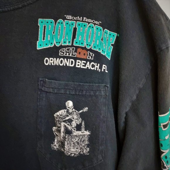 WORLD FAMOUS IRON HORSE SALOON ORMOND BEACH FL AWESOME SKELETONS PARTYING SHIRT - Picture 10 of 14